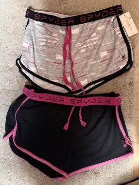 Spyder shorts, 2 pair women’s size Medium New with tags